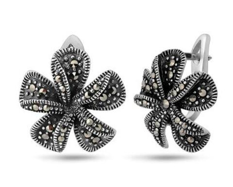 Серьги из серебра с марказитом