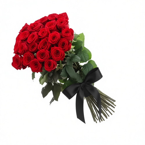 Траурный букет «30 бордовых роз»