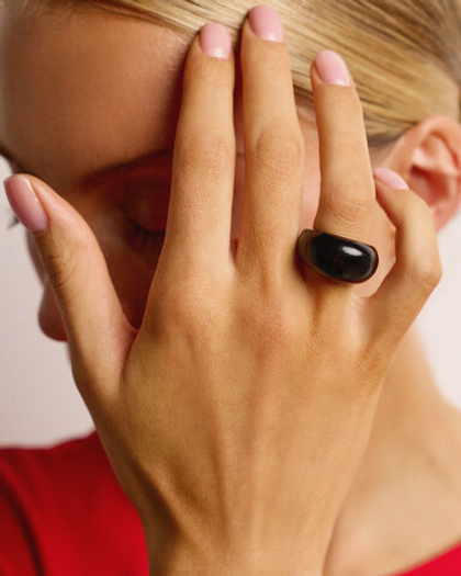 Кольцо из черного агата