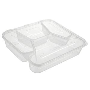 Контейнер  Food Pack прямоугольный с крышкой 4х-секционный прозрачный 22*19*4,3 см 125 шт/кор