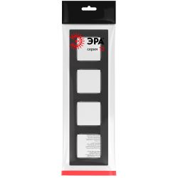 Рамка для розеток и выключателей ЭРА Серия 12 12-5204-06 на 4 поста, Классик, чёрный