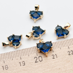 Подвеска Сердце, цвет золото+синий, размер 10 мм, цена за 1 шт