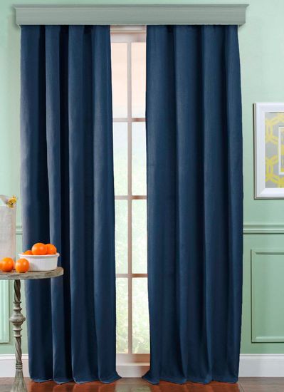 Готовая штора. Портьера под лён Oxford (синий)