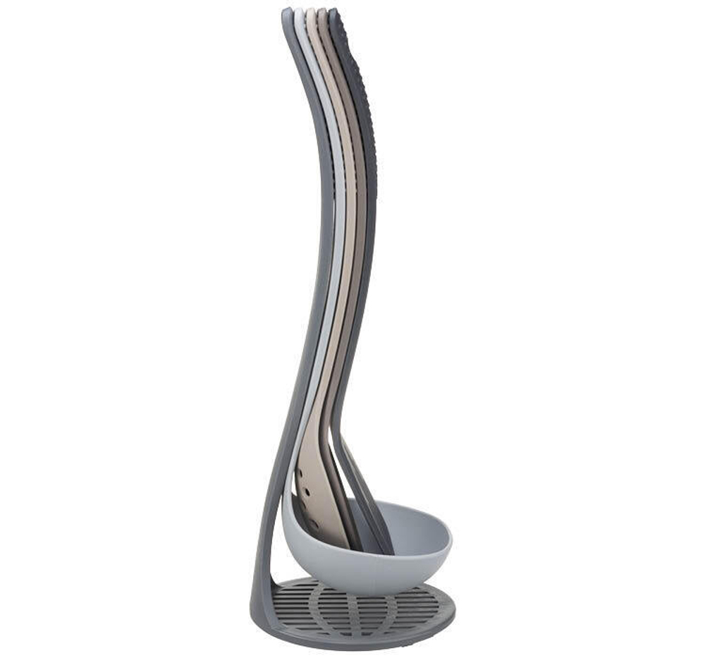 Набор кухонных аксессуаров СЛОТ 5 предметов разных цветов (толкушка, половник, шумовка, ложка, лопатка)