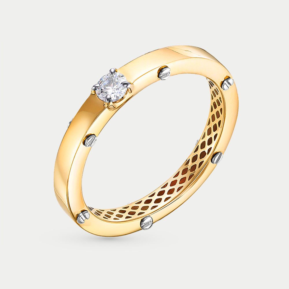 Кольцо женское из желтого золота 585 пробы с фианитами (арт. дф1101450рл)