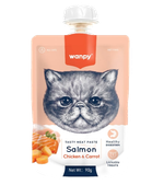 Wanpy Cat Лакомство для кошек Мясной мусс из лосося и курицы с морковью 90гр.