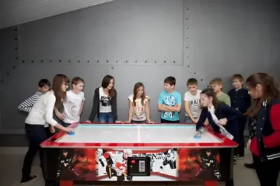 Аэрохоккей Premium комплектация (220*120*75 см.) стальное поле + лампа + доп. подсветка