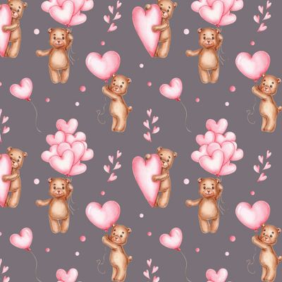 Акварельные мишки и сердечки шарики