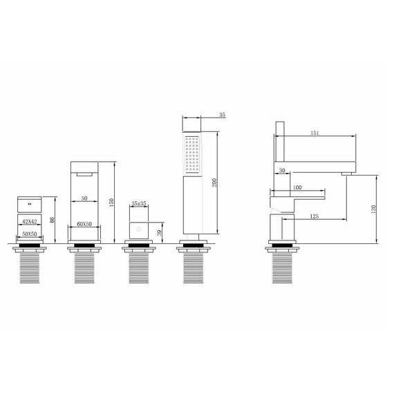 Смеситель ABBER Daheim AF8213NG на борт ванны, никель