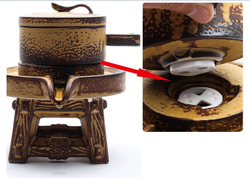 278136 Сервиз  Водяная мельница "Кожаный" чайник 150мл, жернова, сливник. 6 пиал, керамика