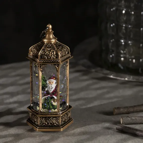 Светодиодная фигура Дед Мороз в ротонде 6.3×14×6.3 см., пластик, блёстки, батарейки AG13х3, Luazon Lighting (5104341)