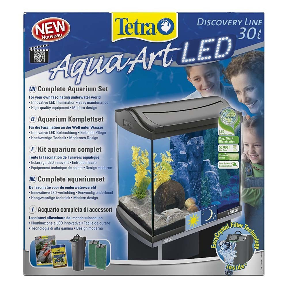 Tetra AquaArt Goldfish LED 30 л - прямоугольный аквариум с LED светом и фильтром, серый
