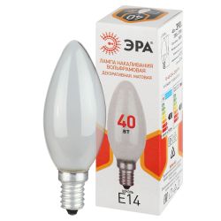 Лампа накаливания ЭРА B-40-E14-230-FR 40Вт 230В свеча матовая цветная коробка Е14