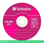 CD-R диск VerbatimW 700Mb 12x Slim case Color 5шт (43167)
