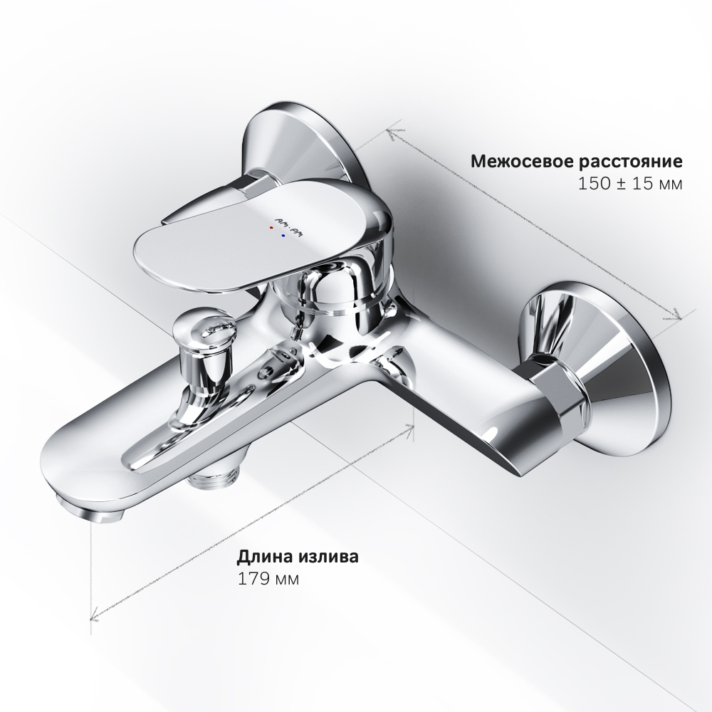 F85C10000 Sunny, смеситель для ванны и душа, хром, шт