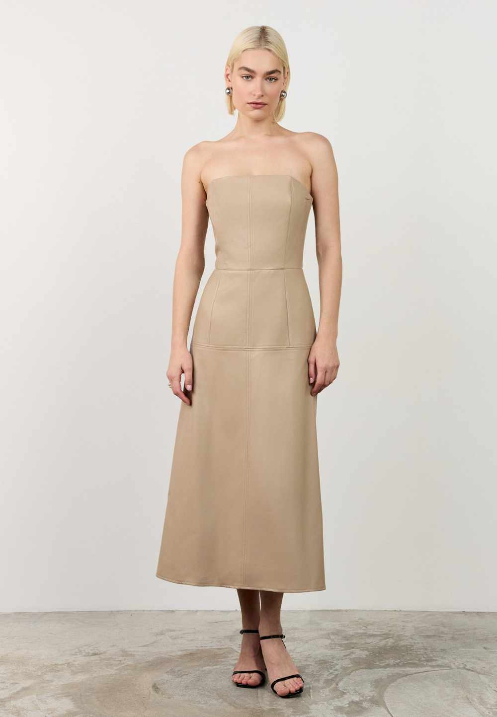 Платье-корсет миди из эко-кожи