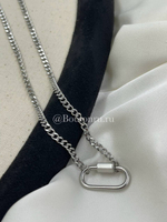 Колье серебристое с карабином