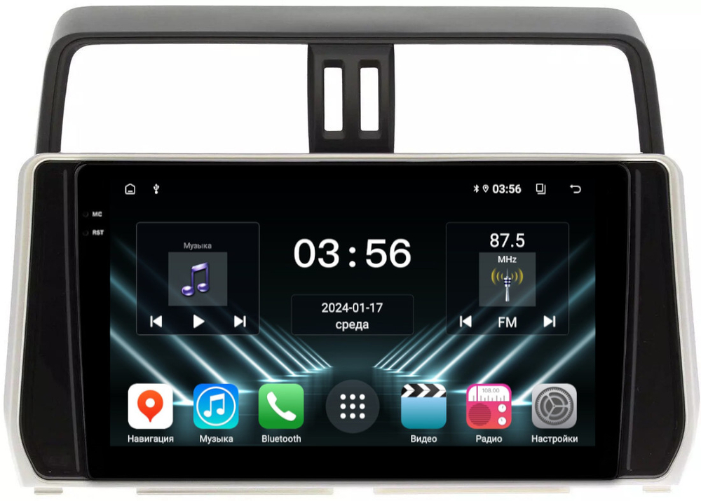 Магнитола Toyota Land Cruiser Prado 150 2017-2023 - FarCar DX1053M монитор 10.36" IPS на Android 13, 4+64Гб, CarPlay