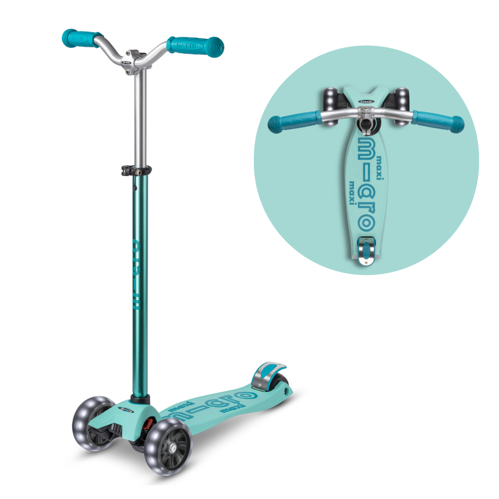 Самокат Maxi Micro Deluxe Pro LED ярко-голубой