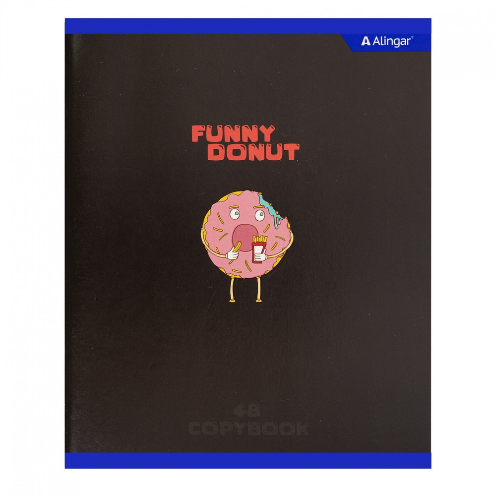 Тетрадь 48л., А5, клетка, Alingar "Funny", скрепка, мелованный картон (стандарт), выб УФ лак, блок офсет, 4 дизайна в пленке т/у