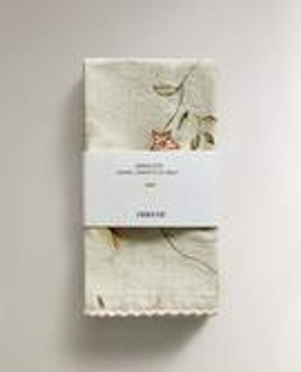 ZARA HOME НАБОР САЛФЕТОК С ПРИНТОМ И КРУЖЕВОМ (2 ШТ.), ЗЕЛЕНЫЙ