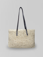 Сумка-трапеция соломенная с коричневыми ручками