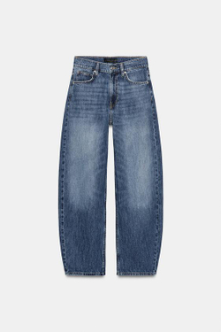 ZARA ДЖИНСЫ Z1975 BARREL С ВЫСОКОЙ ПОСАДКОЙ, ВЫЦВЕТШИЙ СИНИЙ