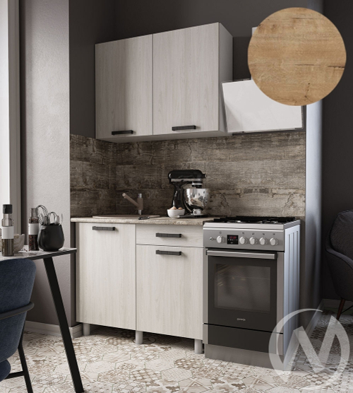 Кухня Элиана 1.0м (корпус белый/ясень анкор светлый) 38мм дуб бурнатти