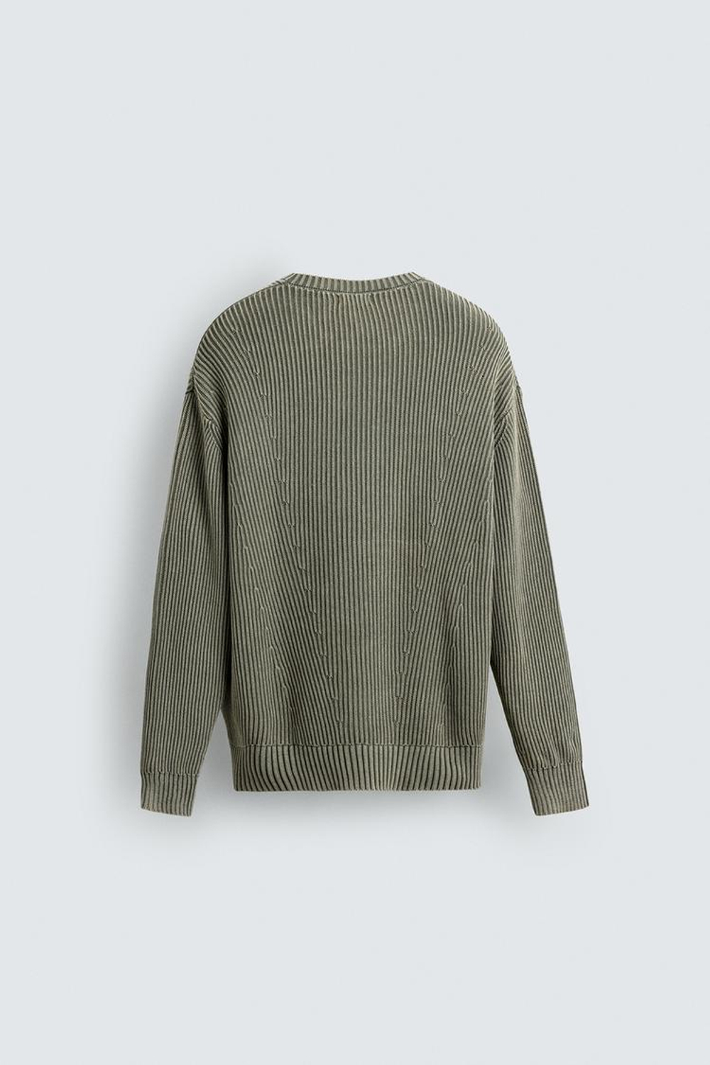 ZARA СВИТЕР В РУБЧИК С ЭФФЕКТОМ ПОТЕРТОСТИ, ЗЕЛЕНЫЙ