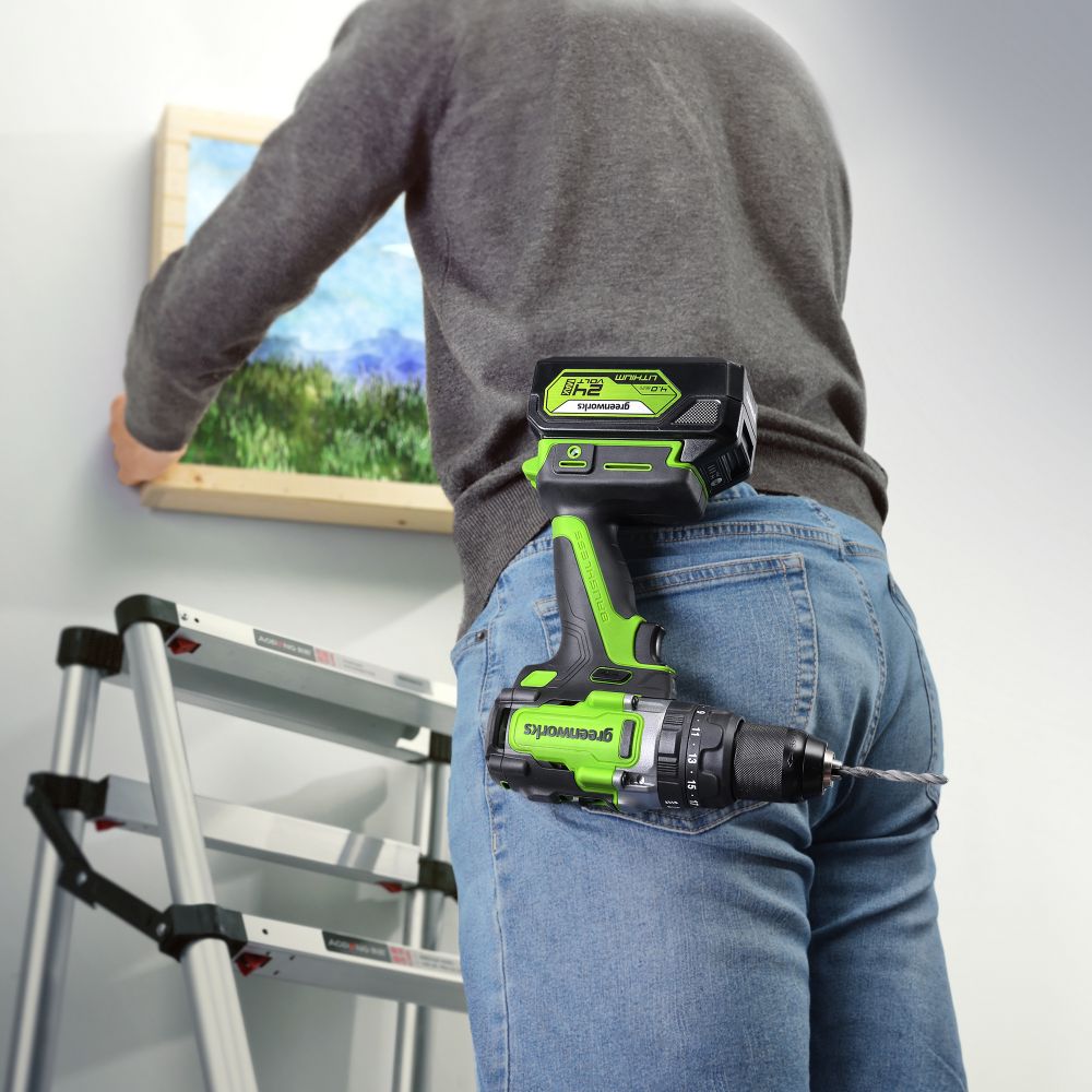 Дрель-шуруповерт ударная акк. Greenworks GD24DD140, 24V,б/щет,70/140Нм,Anti-kickback,1x4Ач,ЗУ,кор (3707607CUB)