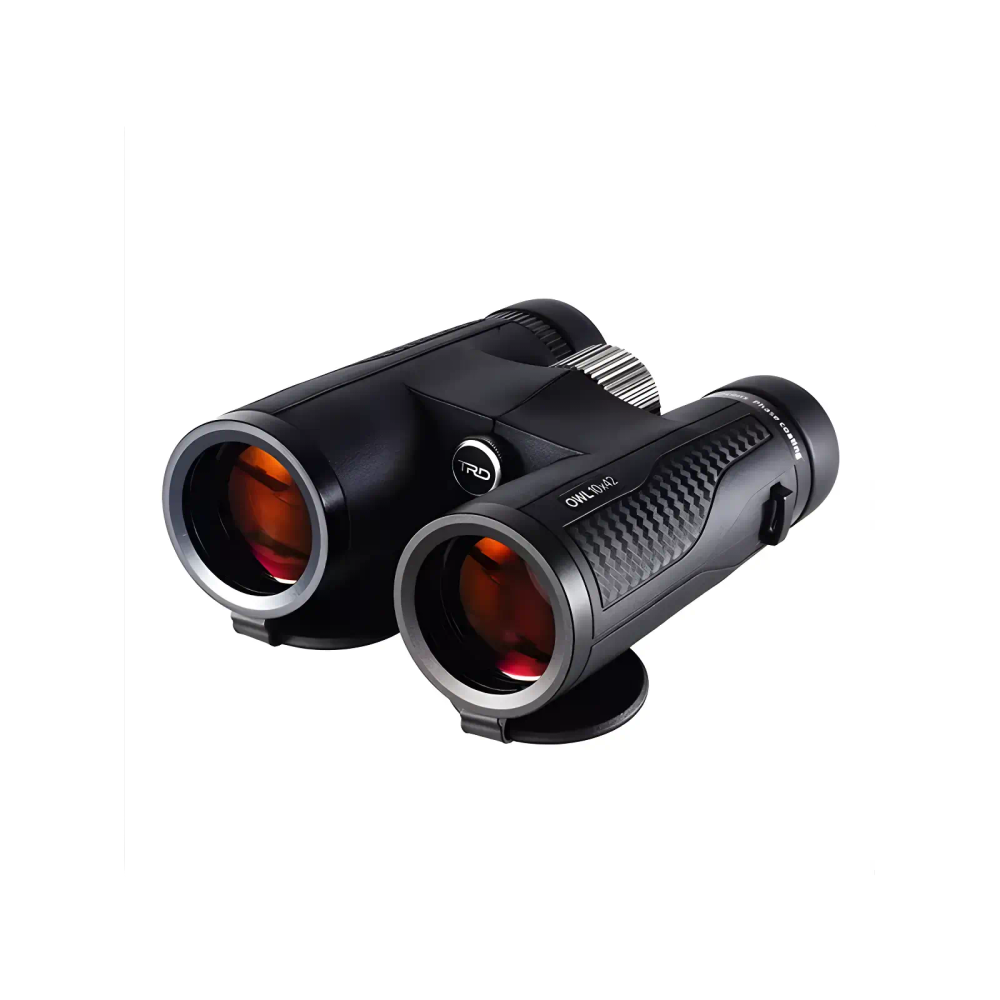 Чёрный бинокль TRD OWL 10x42 с центральной фокусировкой и текстурированным корпусом