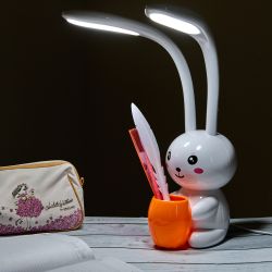 ULM-D160 12W-3000-6000K-DIM WHITE Светильник настольный светодиодный Заяц. с подставкой под канцелярские принадлежности. Сенсорный выключатель. Диммер. Белый. TM Uniel
