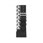 Apple Watch Series 8 Hermes 41mm, двойной кожаный ремешок черного цвета с металлической цепью