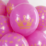 Воздушные шары Волна Веселья с рисунком С Днем Рождения Короны для принцессы, фуше, 25 шт. размер 12" #711485