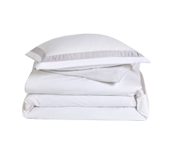 Постельное белье 2 спальное евро Blanc des Vosges Egerie Metal белое с серой отделкой