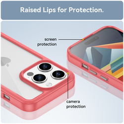 Усиленный чехол с мягкими рамками красного цвета для iPhone 15 Pro, увеличенные защитные свойства