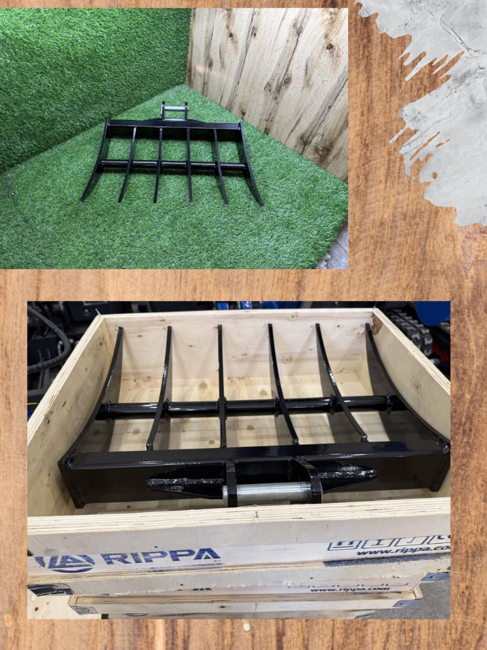 Вилы - грабли на мини экскаватор 600 мм Rippa