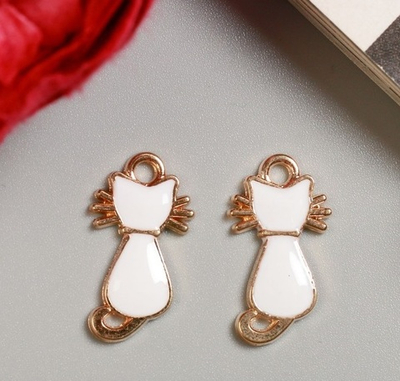 Подвеска "Белый кот" золото 2,2х1,2 см