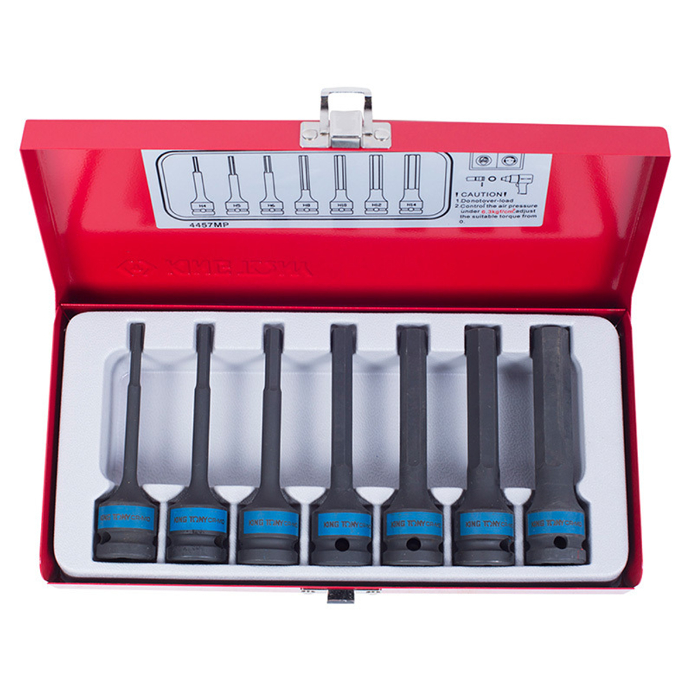 Набор ударных торцевых насадок 1/2&quot;, HEX, 4-14 мм, 7 предметов KING TONY 4457MP