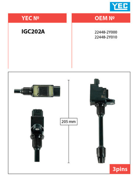 Катушка зажигания YEC IGC202A (22448-2Y010)