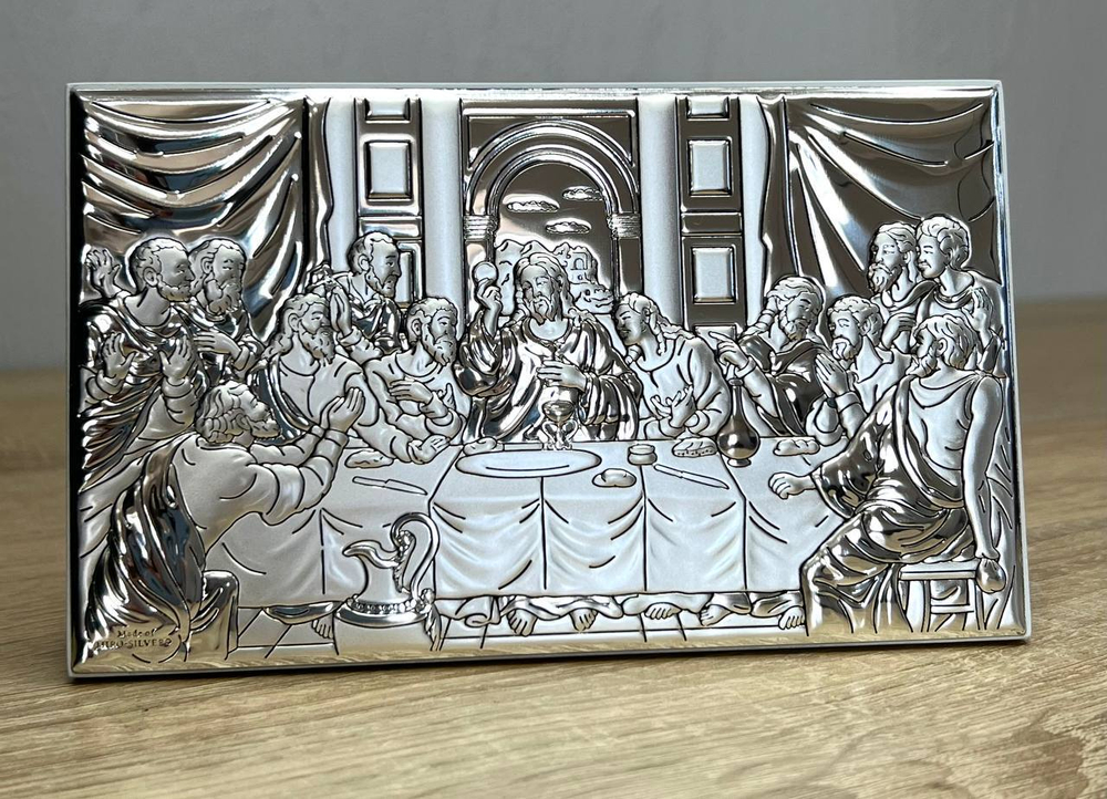 Тайная Вечеря, прямоугольная, белое дерево 90х150