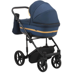Детская коляска Adamex Rimini 2 в 1 RI95-TIP Т.СИН+Т.СИН.КОЖА+ЗОЛОТО.ОТДЕЛКА