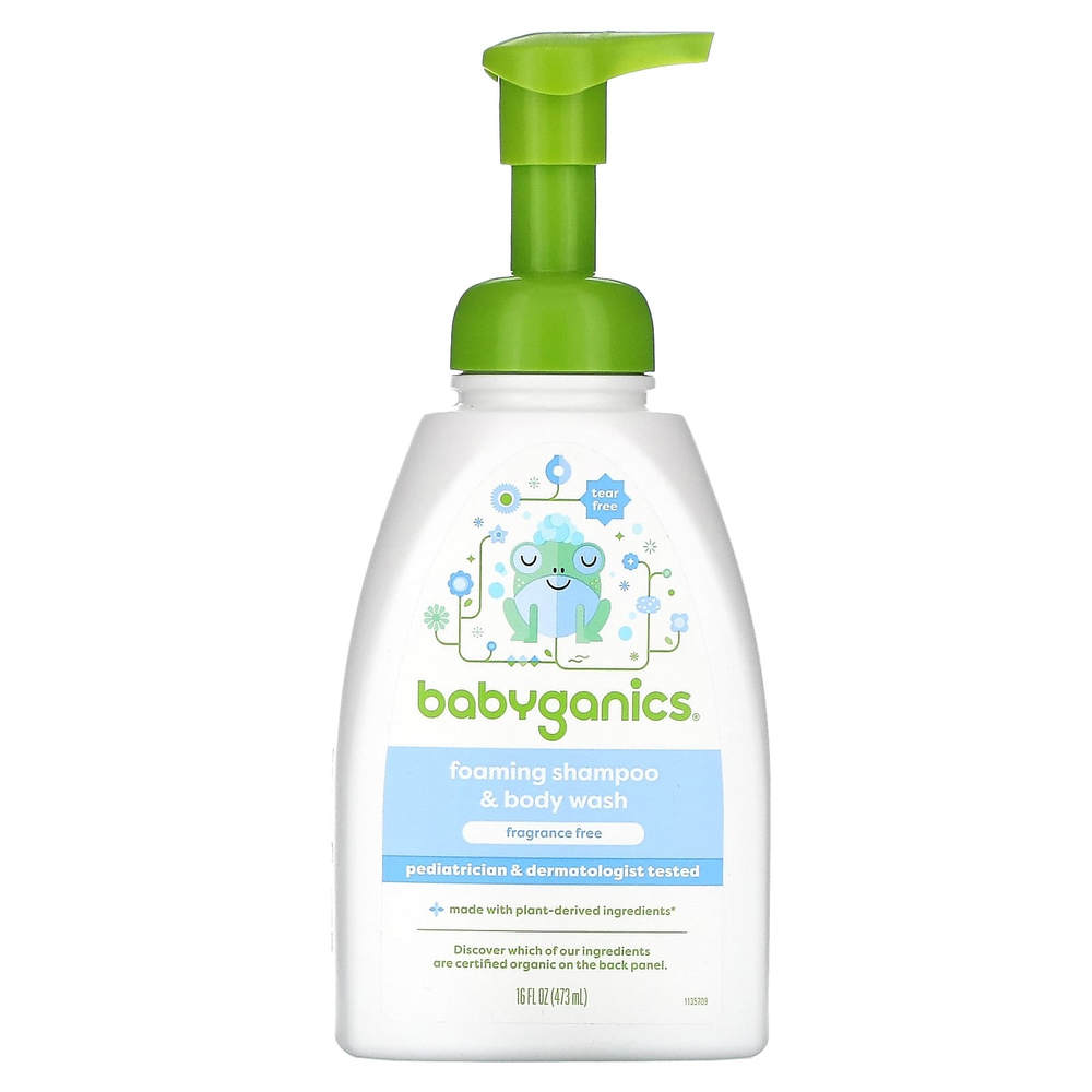 Babyganics, Пенящийся шампунь и гель для душа, без отдушек, 473 мл (16 жидк. унц.)