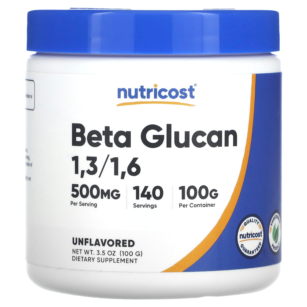 Nutricost, Бета-глюкан 1,3 / 1,6, без добавок, 100 г (3,5 унции)
