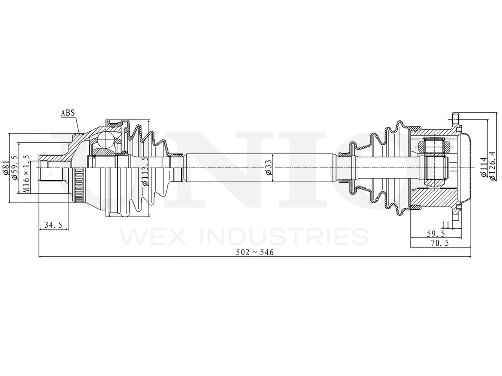 Привод в сборе передний правый UNIO CVJ-10103