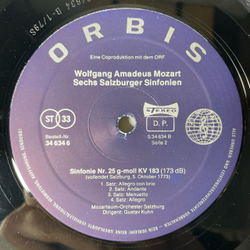 Винтажная виниловая пластинка LP W.A. Mozart В. А. Моцарт, Gustav Kuhn Sechs Salzburger Sinfonien KV 183, 184, 199, 200, 201, 202 (Германия 1979)