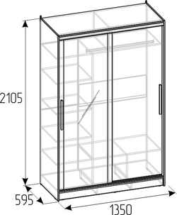 Шкаф-купе с зеркалом Strike 1350 Atelier светлый