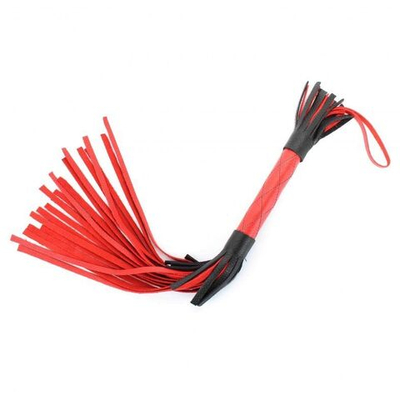 Красно-черная кожаная плётка - 45 см. (Цвет: красный с черным)