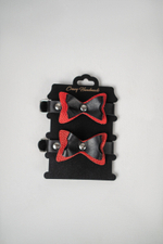 Черно-красные кожаные наручники с бантиками