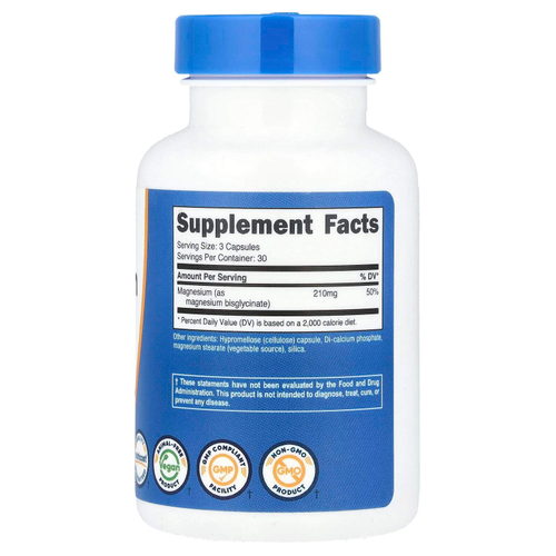 Nutricost, Глицинат магния, 90 капсул (70 мг на капсулу)